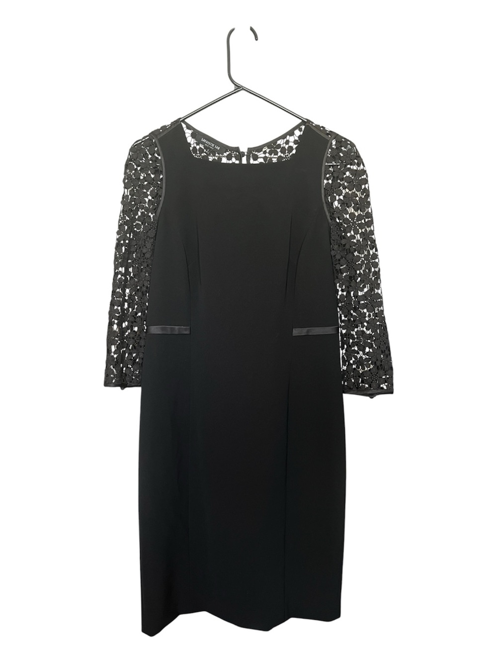 Lafayette 148 New York Floral Lace Cocktail Minimalist Dress Wedding Party Blk